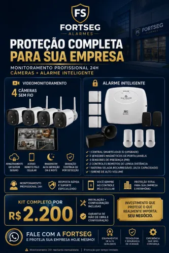 Kit de Alarmes + Câmeras sem Fio (Instalação Inclusa)