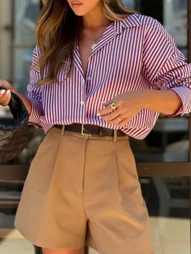 Camisa Feminina Manga Longa Listrada (NO ATACADO)