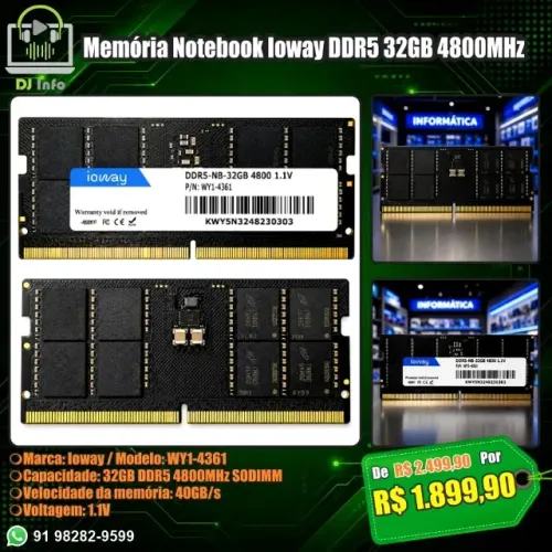 Memória Ioway DDR5 32GB 4800MHz SODIMM