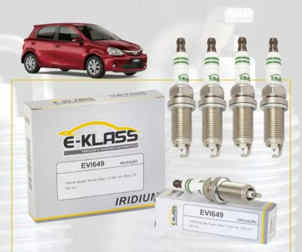 Kit com 4 velas ignição E-Klass Iridium Toyota Etios