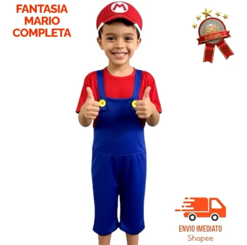 Fantasia infantil do Mário Bros - 2 a 8 anos