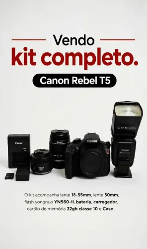 Kit Fotografia Câmera Canon T5 Rebel