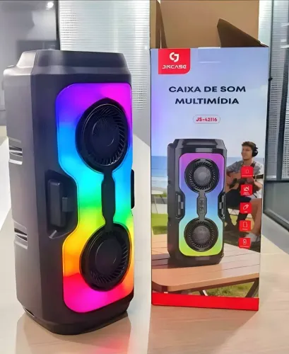 Caixa de Som Bluetooth Portátil RGB 50W com USB, Entrada para Cartão TF e USB-C
