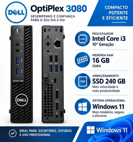 Desktop mini pc Dell Optiplex 3080 Mini I3 10a Gen 16gb Ssd 240gb