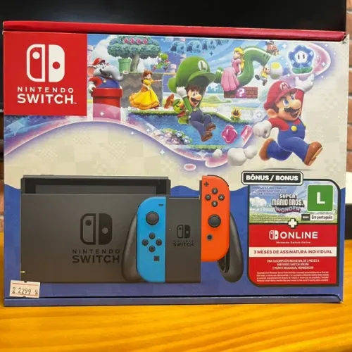 Console Nintendo Switch V2 com Mario Wonder Lacrado (Com Nota Fiscal e Garantia)