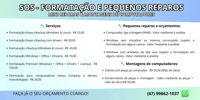 SOS - Formatação de Computadores e Notebooks