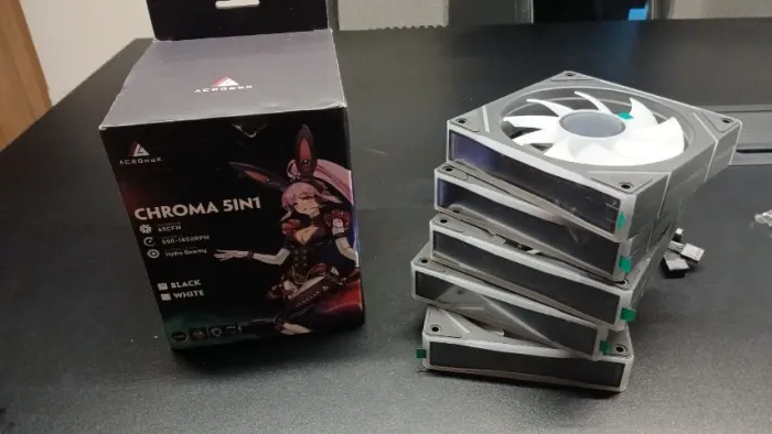 Kit 5 Fans Preta Choma Acegeek ARGB, novo lacrado na caixa.