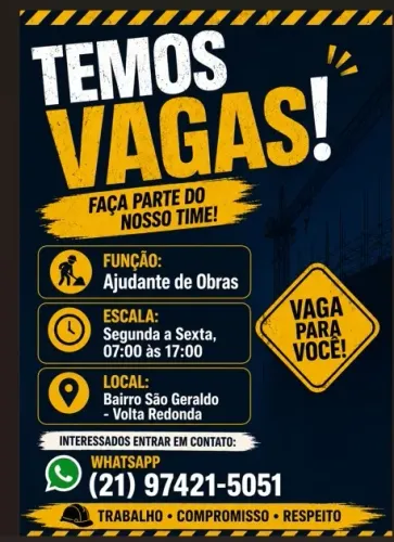 AJUDANTE DE OBRAS COM EXPERIENCIA