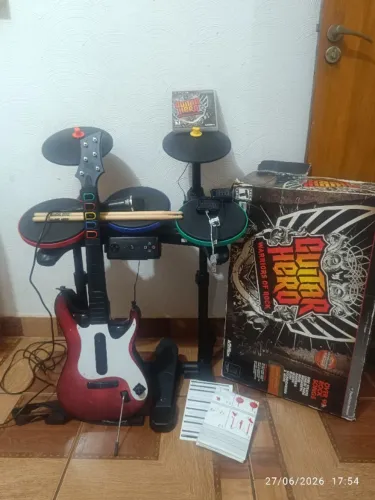 Bateria e Guitarra PS3 (Guitar Hero Warriors of Rock completo jogo banda e microfone)
