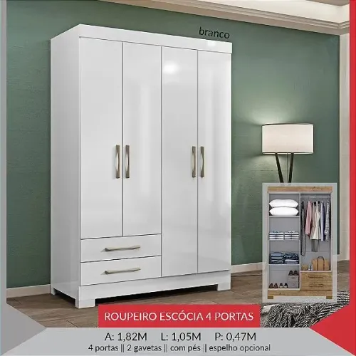 Roupeiro Escócia 4Portas - Branco