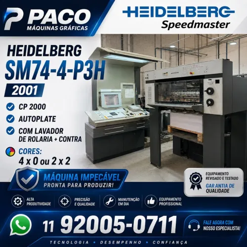 Heidelberg sm-74 4 cores cp 2000 ano 2001 