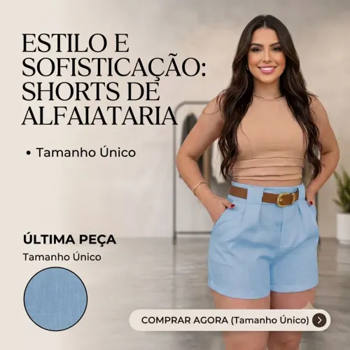 Short alfaiataria feminino Azul