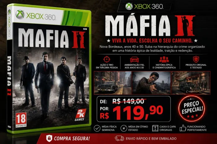 Jogo Máfia II para Colecionadores do Xbox 360 - Novíssimo $ LIQUIDO!