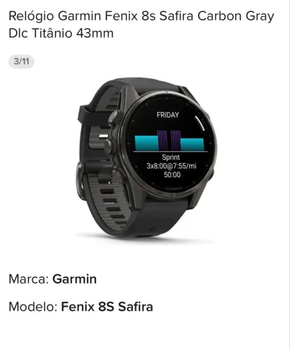 Relógio Garmin Fênix 8 43mm Amoled