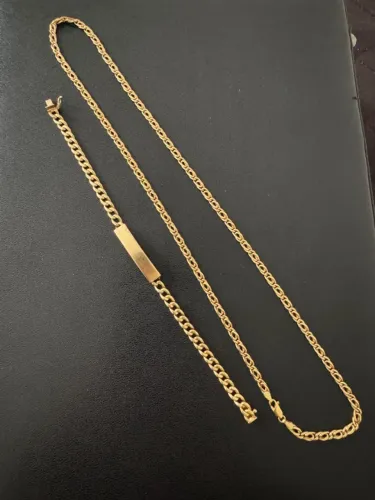 Kit ouro 18k pulseira 13,3 cordão 12,6