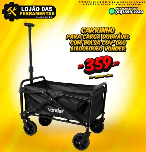 Carrinho Para Carga Dobrável Com Bolsa CDV-060 6160060060 Vonder