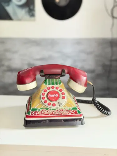 Telefone luminária de mesa Coca-Cola, Vintage 2001, para Colecionadores