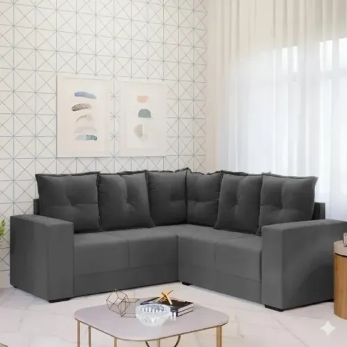 Sofá Canto Patricia 1,82m Cinza - Otimize sua Sala com Conforto