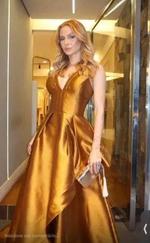 Vestido de Festa - Cor Cobre/Dourado - TAM: 38