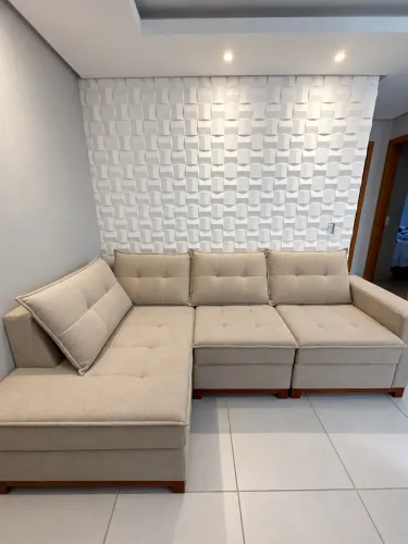 Sofá de linho em L semi novo