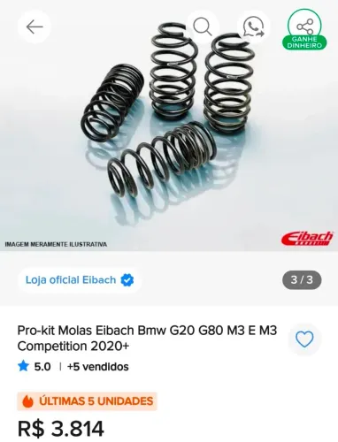 Jogo de Molas Eibach Bmw M3 G80