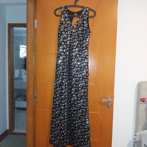 VESTIDO FESTA PRETO e PRATA