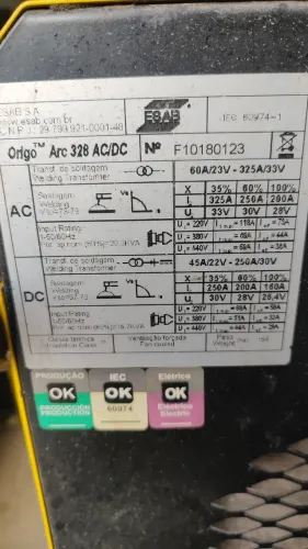 Solda retificadora ac/dc Esab origo 328