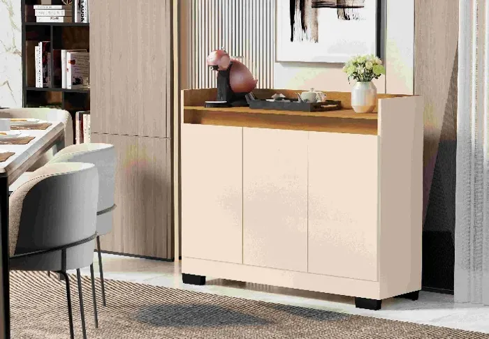 Buffet Real 3 Portas Pérola/Mel Frete Grátis - Até 12x