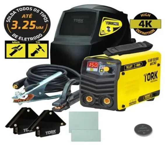 Máquina Solda Super Combo Kab 150a + Máscara + 2 Esq + 2 Lentes