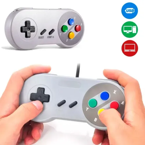 Controle Joystick Retrô Super Nitendo Com Fio USB para computador notebook 