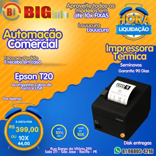 Impressora Térmica Não Fiscal Epson Tm-t20