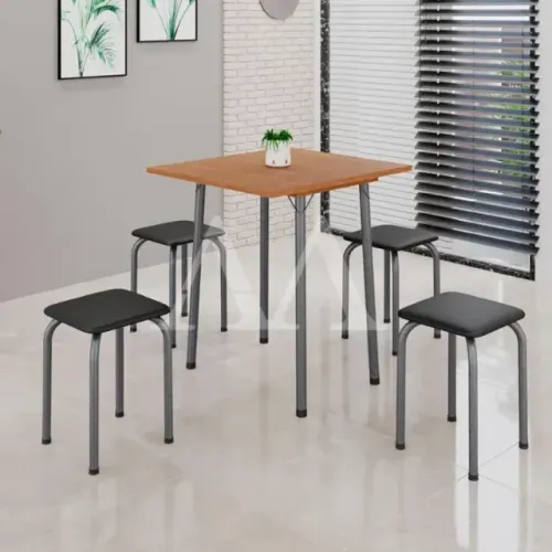 MESA DOBRAVEL COM 4 BANQUETAS