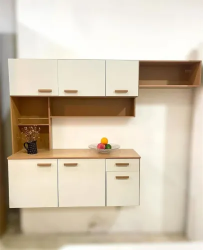 Cozinha Armário Compacta Com 6 Portas 1 Gavetas Premium Balcão Resistente Suspensa