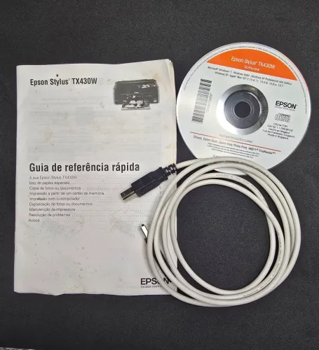 : Kit Acessórios Reposição Original Epson TX430W | Manual, Cabo USB e Driver