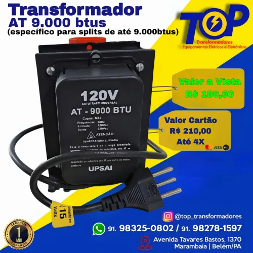 Transformador 3000va AT 9.000 btus  (1 ano de garantia)
