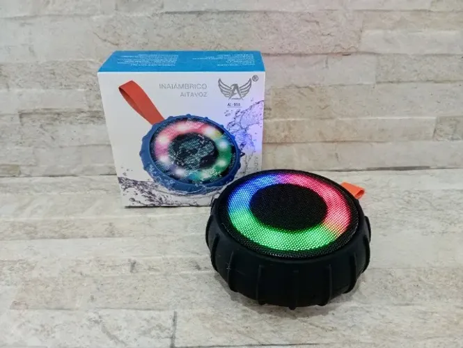 Caixa de Som Bluetooth a Prova D'agua formato Pneu Led RGB Portátil