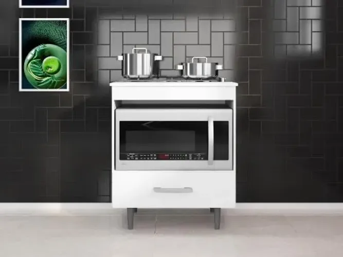 Balcão Para Cooktop 4 Bocas 1 gaveta - branco l65