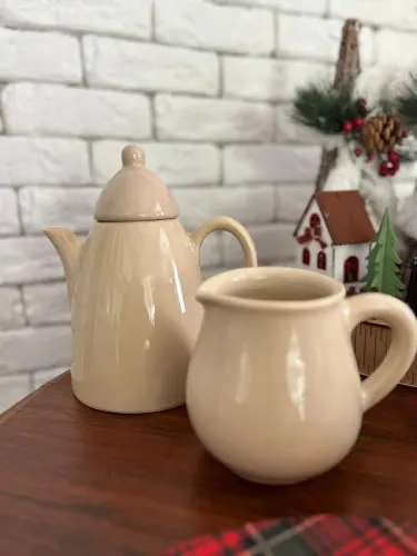 Conjunto Novo Bule e Leiteira em Cerâmica