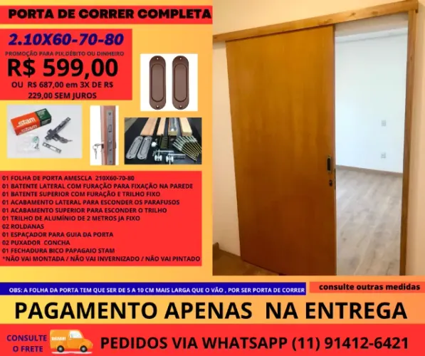 kit de porta de correr modelo gmst2 - pagamento na entrega