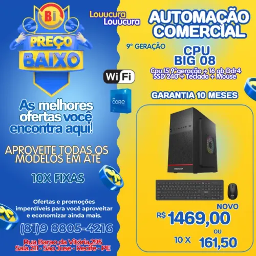 Computador Intel Core i5 9400f (Nona Geração) 16GB DDR4 3000MHz  SSD 240GB -  Em ate 10x 