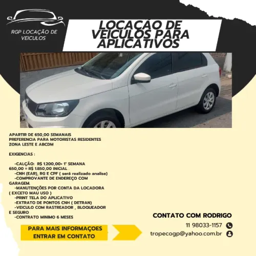 LOCAÇÃO GOL 1.0 2022 ( 650,00 SEMANA ) PARA APLICATIVOS