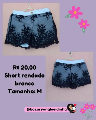 Short rendado branco tamanho M