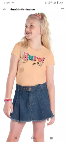 Blusa Sure - Laranja Claro - Marca: Kyly - tamanho: 6 anos