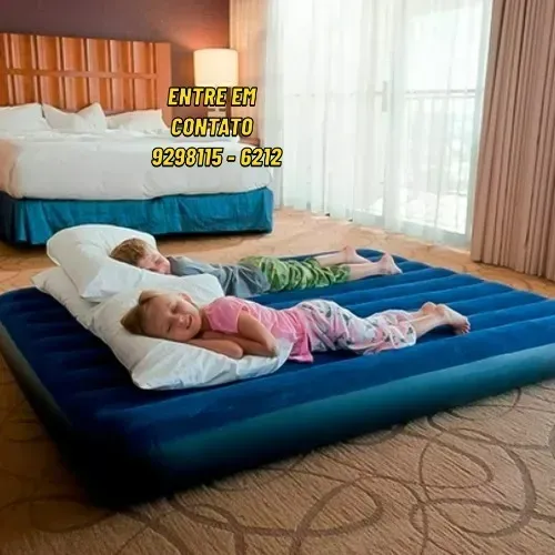 Colchão Inflavel + Bomba Camping Acampamento Ate 300kg- Entregamos 9h ás 23h