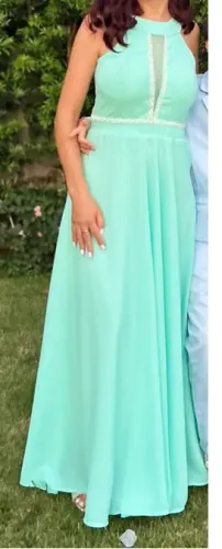 Vestido longo festa verde pastel / Menta