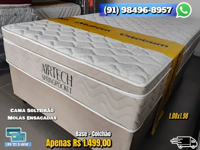 CAMA SOLTEIRÃO MOLAS ENSACADAS ORTOBOM
