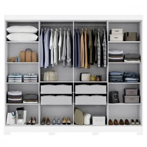 Guarda-Roupa Moderno e Espaçoso com 8 portas e 4 gavetas
