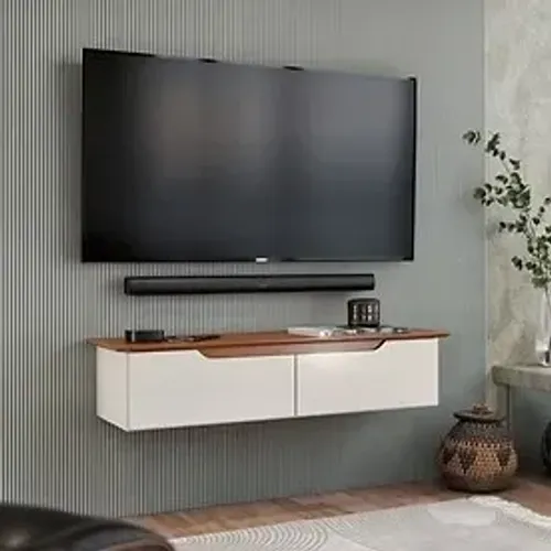 Rack Aparador Suspenso Flow 2Pts Off White.Freijo EJ Moveis - Entrega Rápida!