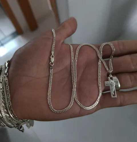 Corrente de prata escama de peixe/ pronta entrega 
