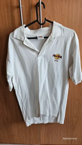 Camisa polo Hard Rock Cafe Roma tam. P branca.